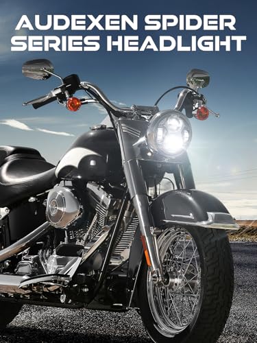 AUDEXEN 5.75 Inch Round Led Headlight 51W 5-3/4" Headlight Compatible with Harley Dyna Sportster Iron 883 Street Rod Street Bob Softail Deuce Custom Super Wide Glide Motorcycle, Black - color: Black