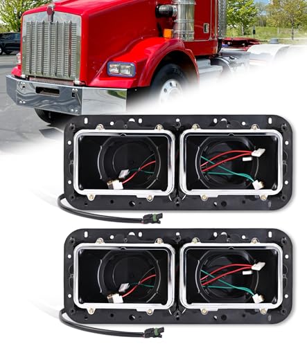 Headlight Housing Base with Wire Harness Compatible with Kenworth T400 T600 T800 W900 K100 C500 Peterbilt 378 379 Western Star 4900 Freightliner FLD Classic XL Driver and Passenger Side