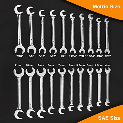 Mini Double Open End Wrench Set Metric and SAE 20 Pcs - style: Metric & SAE (Double Open End)