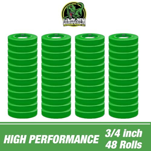 LAUCO DINOGREN Masking Green Tape 3/4 Inch x 60 Yards, 48 Rolls, Green High Performance Painters Tape, Heat, UV and Water Resistant Tape for Car Painting and Auto Body Refinishing, 7765 - size: 0.75in-48rolls