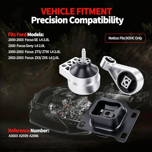 Engine Motor Mount Set 3PCS Fits Ford Focus 2.0L - size: 2000 - 2004 Focus 2.0L