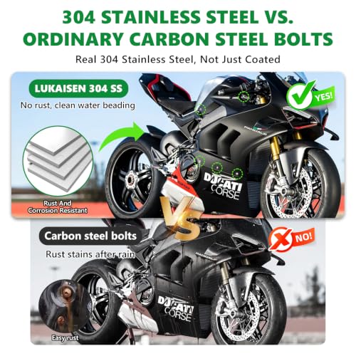207Pcs 304 Stainless Steel Motorcycle Fairing Bolt Kit, M5 M6 - color: 207PCS Silver