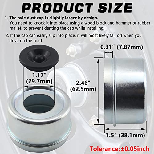 2pcs 2.44'' Trailer Hub Dust Caps for 5200 6000 lb Boat RV Trailer - color: 2.44'' Trailer Hub Caps 2pcs