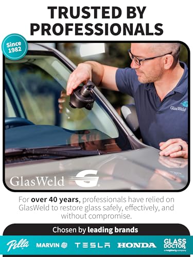GlasWeld Windshield Repair Resin – Liquid Auto Windshield Chip Repair Kit for Glass Crack & Damage – Clear Tint for Reduced Visibility – All-Weather Liquid Resin with Zoom Injector & UV Curing Lights - color: Clear - All Weather