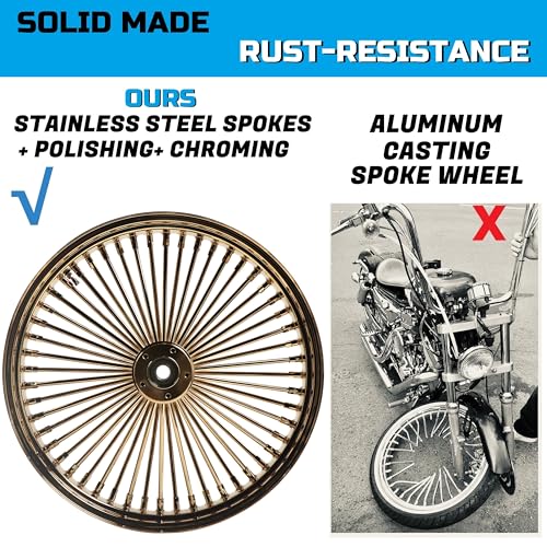 FatFlex Front Wheel for Harley Softail Slim Fat Boy 21” x 3.5” Gold - color: 21*3.5'', Gold+Gold+Gold