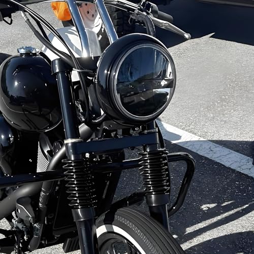 Motorcycle 7" Headlight Housing 7 Inch Head Lamp Bucket Fit for Harley Dyna Softail FX Custom Sportster XL (Black) - color: Black