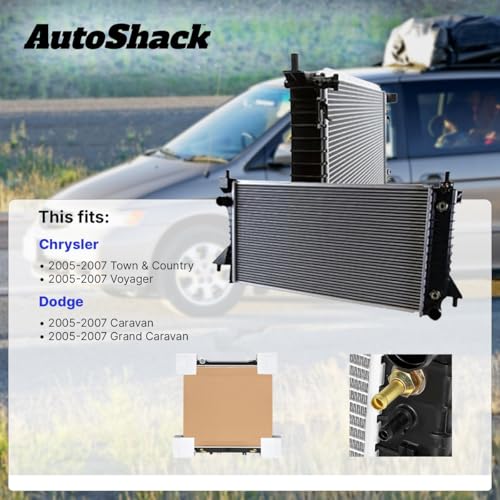 AutoShack Radiator for Dodge, Grand Caravan 2005-2007, V6 3.3L 3.8L