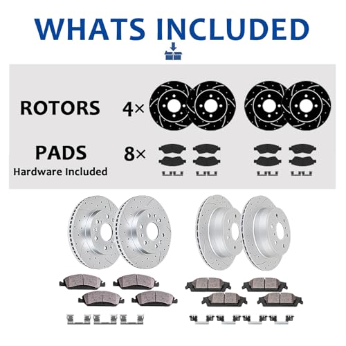 Acinoparts Front and Rear Brake Kit Replacement for 2005 2006 2007 2008 - size: HMBK20801