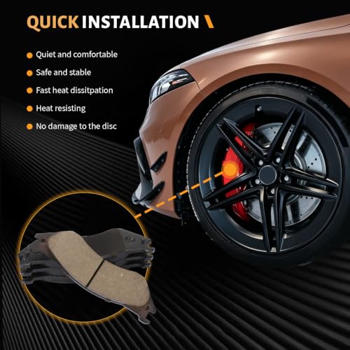 D702 Front Ceramic Brake Pads Kit Fit For Dodge Ram 1500 2004-2008, For Ram 2500 2001-2008, For Ram 3500 2001-2008, For Ram 4000 2002, 2005-2008 - size: HZ702