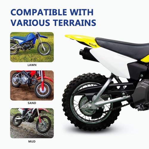 2.5-10 10 Inch Rear Wheel Tire and Rim 12mm Bearing 1.4 x 10 And Drum Brake With 420 37T Sprocket for 50/70/ 90/110cc BBR50 DRZ70 TTR50 DRZ50 CRF50 PW50 TTR50 Chinese SSR Dirt Pit Bike ATVs