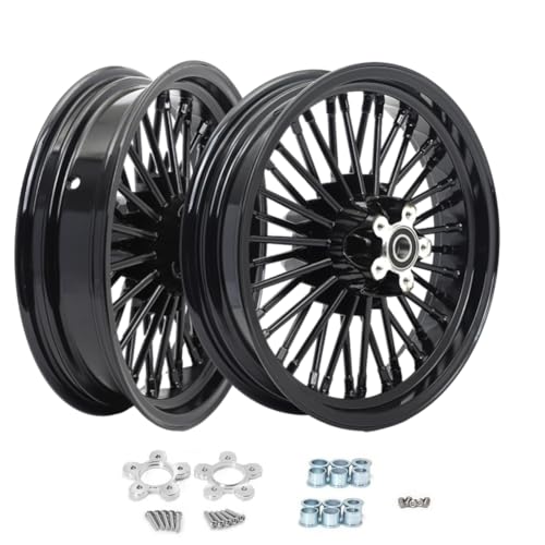 TOFR 17/16 Fat Spoke Front Rear Wheels Rims For Harley Touring Bagger 00-07 - color: Gloss Black, size: Front:17x3.5 Rear:16x3.5