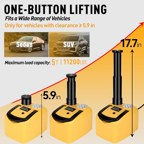 ROGTZ Electric Car Jack Kit 5T Portable Lightweight Hydraulic Auto Car Lift - color: Yellow Jack Only