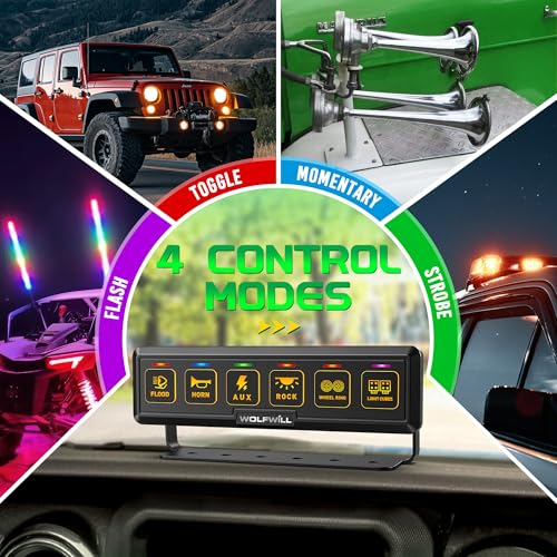 Wireless 6 Gang Switch Panel Toggle Momentary Strobe Control Panel - color: 6 Gang Wireless Switch Panel