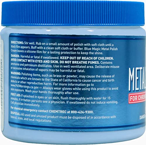 Blue Magic 500-06 Metal Polish Cream Non-Abrasive Tarnish and Oxidation Remover for Chrome, Aluminium, Brass, Copper, Sterling Silver and Stainless Steel, 19.25 oz., Pack of 1 - size: 19.25 Ounce