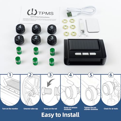 RV TPMS Tire Pressure Monitoring System, TPMS Sensors Set of 6, 0-87 PSI