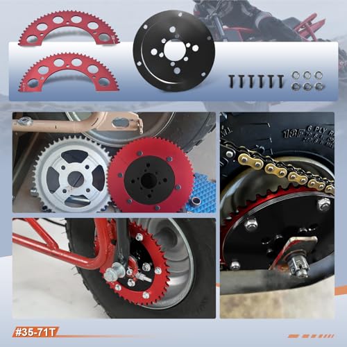 #35 Chain 71T Split Sprocket with Adapter Universal for 80cc 105cc Monster Moto B212 TrailMaster MB200 Baja Doodlebug Motovox 212cc Go Kart Mini Bikes Black - size: 71 tooth, style: Black