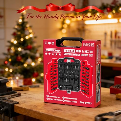 73-Piece Impact Socket Set with Hex & Torx Bit Sockets, SAE & Metric Deep & Shallow Sockets, Ratchet Handle, Universal Joint, Adapters & Extension Bars, CR-MO Steel - style: 73-Piece Master Impact Set