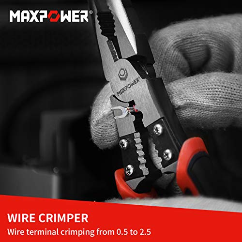 MAXPOWER Multi 3-Pc Pliers Set – 8" Long Nose, Linesman & Side Cutter