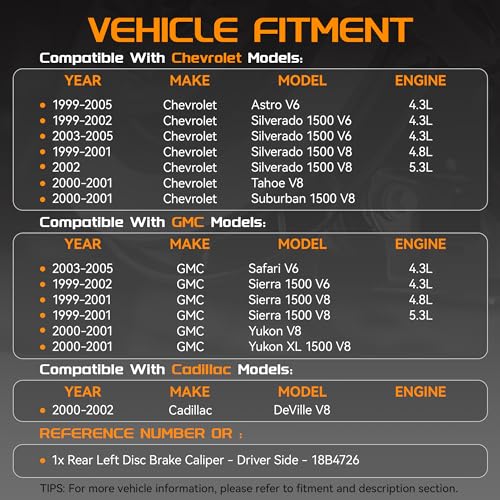 Brtec Rear Left Disc Brake Caliper Assembly, Replaces OE Number 18B4726 - size: BC18B4726