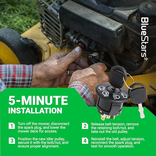 BlueStars 532175566 GY20074 Ignition Switch with Key 4-Position 7-Terminal - for Husqvarna Craftsman Dixon Cub Cadet John Deere L105 L100 L110 E100 D100 LA100 Lawn Mower 175566 175442 163968 925-1741 - size: 532175566 - 7 Terminals
