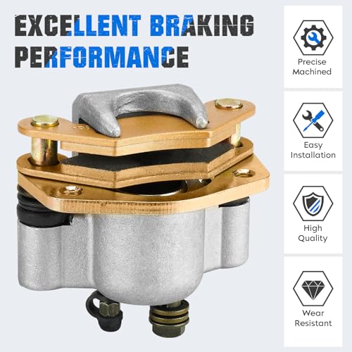 Rear Brake Calipers & Pads Fit for Polaris Hawkeye 2x4 2007-2011, Predator 500 2003-2007, Outlaw 450 500 525 2006-2010, Sportsman 300 400 HO 08-10 for 1911539 1911169 1910689 ATV Brakes - 1 P