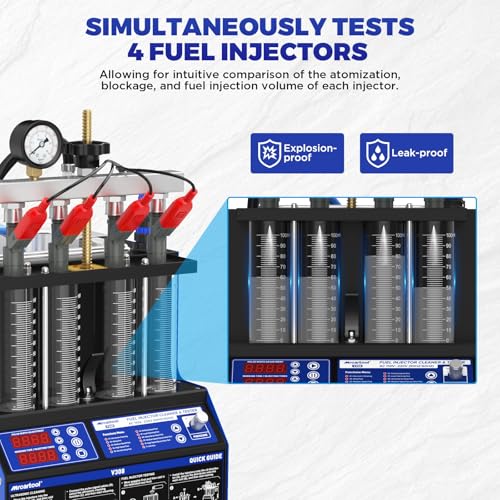 MRCARTOOL V308 Fuel Injector Cleaner Machine with Pulse Ultrasonic Cleaning - size: V308
