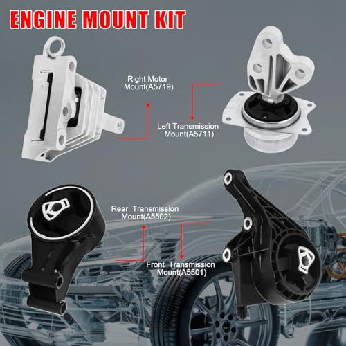 4Pcs Engine Motor & Trans Mount Fit for Chevrolet Malibu 2013-2015 L4 2.5L - size: 2013-2015 for Chevrolet Malibu 2.5L