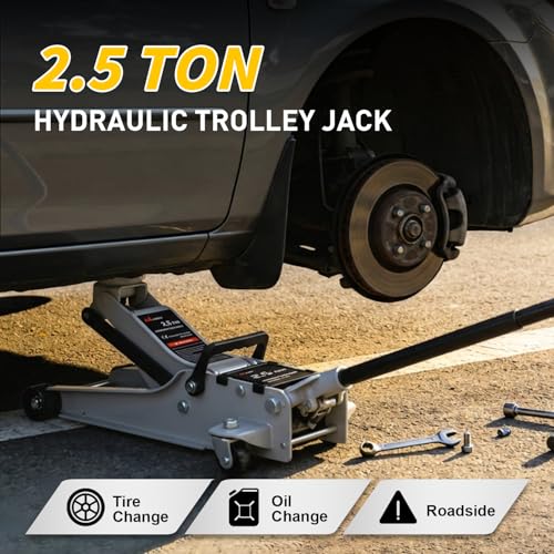 Nilight 2.5 Ton Floor Jack, Low Profile Hydraulic Trolley Car Jack with 360° Swivel Lifting Arm, Heavy Duty Steel Service Jack, Lifting Range 3.35" to 15.15" - color: Single Pump, size: 2.5 Ton