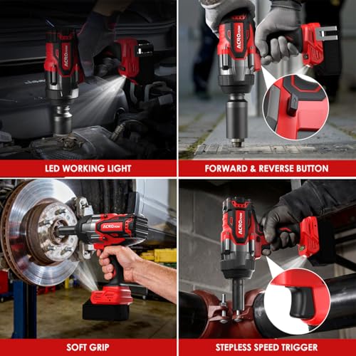 ACROPOW Cordless Impact Wrench 1/2" for Milwaukee 18V Battery - size: 1700 FT-LBS