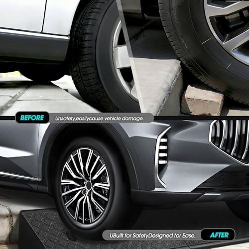 DNA Motoring 2pcs 3" Rise Rubber Curb Ramp Heavy Duty Loading Driveway Ramp Threshold Ramp 38.6" W x 6.7" D x 3" H for Loading Dock, Warehouse, Motorcycles, Cars, TOOLS-00644 - style: 3 in 2pcs