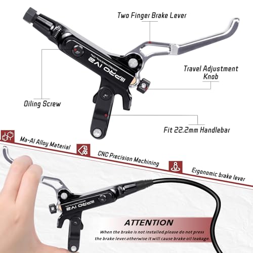 BUCKLOS IIIPRO IV2 2-Piston Aluminum Alloy MTB Hydraulic Disc Brake Set - color: Black