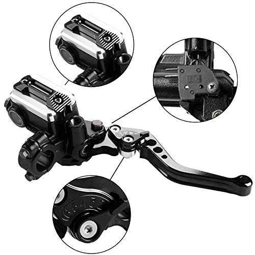 Universal Motorcycle 7/8" 22mm Handlebar Brake Master Cylinder Clutch Lever CNC Left & Right Set Compatible with Harley Honda Kawasaki Suzuki Yamaha( Piston Diameter 12.7mm(Black) - color: Black