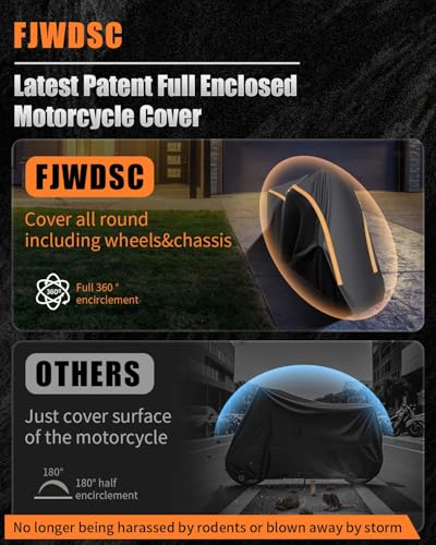 Full Enclosed Motorcycle Cover Waterproof Outdoor Fit Length up to 86.5" - color: Black, size: 1.(XL)86.5L"x45"Wx53"H
