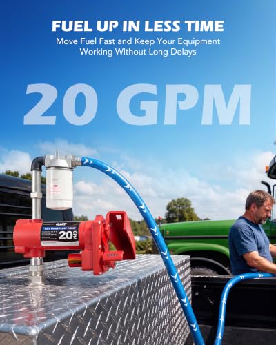 OMT 12V 20 GPM Fuel Transfer Pump with Manual Nozzle & Filter - color: 20GPM Gas Pump Kit with Filter