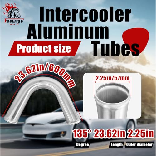 2.25" 57mm OD Aluminum Intercooler Pipe 135 Degree Elbow Aluminum Pipe 23.5in 600mm Length Intercooler Piping Air Intake Tube Aluminum Round Tube Wire Drawing Treatment Silver - color: 135 degree, size: OD: 2.25"(57mm) L: 23.62"(600mm)