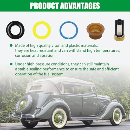 JA&MIU 48PCS Fuel Injector Seal Kits, Universal Repair Set Include O-Rings