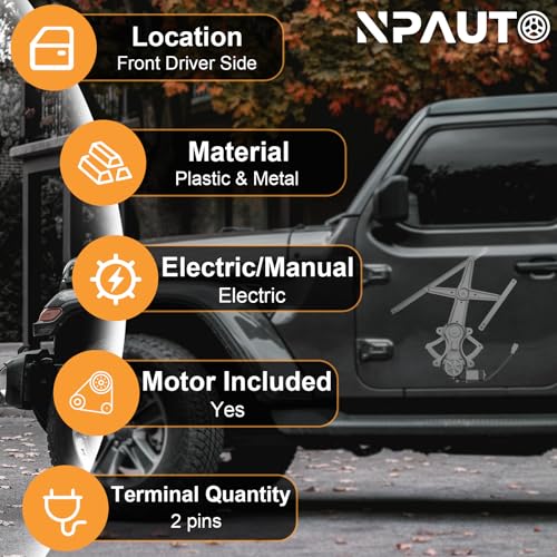 NPAUTO Front Left Driver Side Power Window Regulator with Motor Replacement for 03-08 Toyota Corolla 2003 2004 2005 2006 2007 2008, 741-505 - style: Front Driver Side