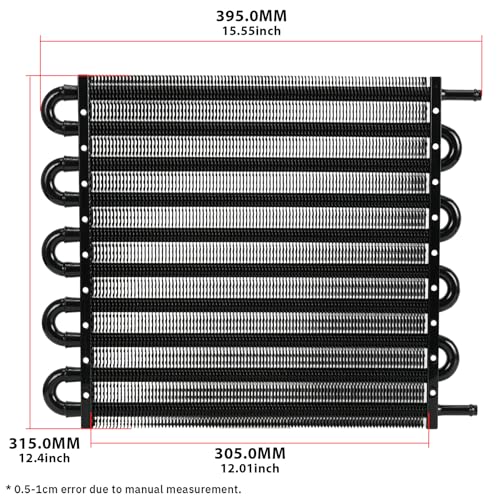 Universal 5/16" Transmission Oil Cooler Kit Aluminium alloy 10 Pass Tube & Fin Black - color: Black, size: 10 Pass