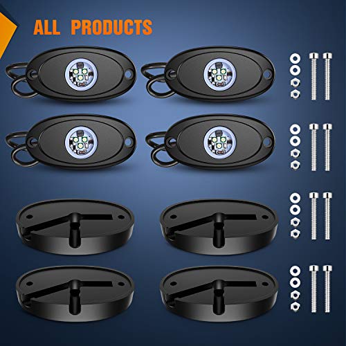 Nilight 4PCS White LED Rock Lights Underglow Wheel Well Pods - color: White, size: 4Pcs Pods