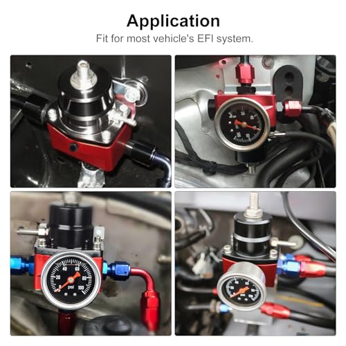 Fuel Pressure Regulator, 20-120PSI 6AN EFI Bypass Return Adjustable, with Replacement Spring(20-75PSI, 75-120PSI)