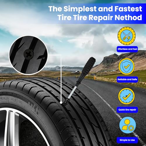 82Pcs Tire Plug Kit, Spiral Screw-in Rubber Plugs 2 Sizes - color: 82Pcs