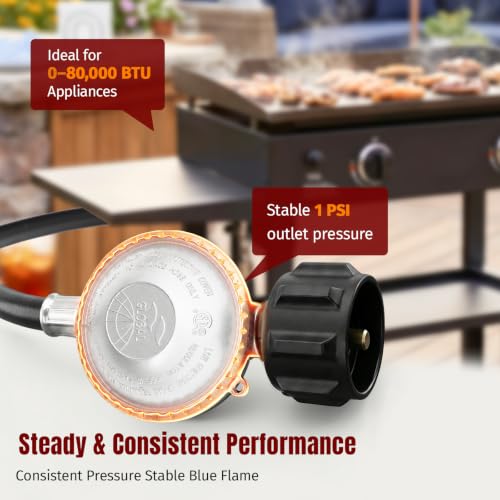 SHINESTAR 8 FT Propane Regulator with Hose, 3/8" Female Flare - size: 8 Feet