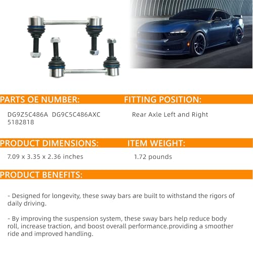 K750744 Stabilizer Bar Link Rear For Ford(Edge,Fusion,Mustang,Police Responder Hybrid) For Lincoln(Continental,MKX,MKZ,Nautilus) OE 5182818, DG9C5C486AXC, DG9Z5C486A, X15SL0085, X95A16505 - size: 830875