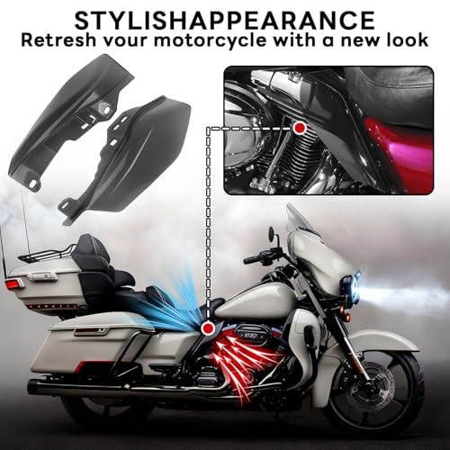 Heat Shields for Harley Davidson Touring Street Glide Road Glide Electra Glide Road King Ultra Limited Tri Glide CVO 2017-2024 2025, Gloss Black - color: Black