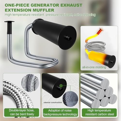 Generator Exhaust Extension Silencer Kit, Generator Muffler Generator Exhaust Hose