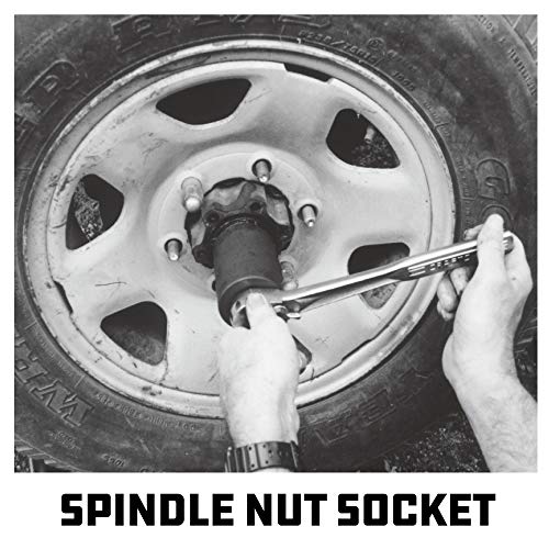 Powerbuilt Spindle Nut Socket, Removal Spindle Nuts, 4-Lug, Dodge, Chevy, Ford, GM Trucks, Hub Sockets, Truck Repair Tool - 648477 - style: 4-Lug, 2-1/2" Inner
