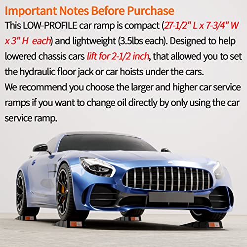 OULEME Low Profile Car Service Ramp, for Oil Changes & Maintenance, 4 Pack - size: L27.5" (4 PACK)