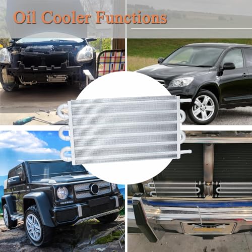 Transmission Oil Cooler Kit, Aluminium alloy Radiator with 5/16" Tube and Hose Mounting Kit(Silver) (6 Pass) - color: Silver, size: 6 Pass