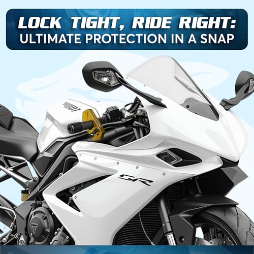 Motorcycle Grip Lock - Heavy Duty Brake/Handlebar/Throttle Security for Bikes, Scooters, Mopeds, or ATVs in Under 5 Seconds! - Anti-Theft W/Free Holster (Gold)