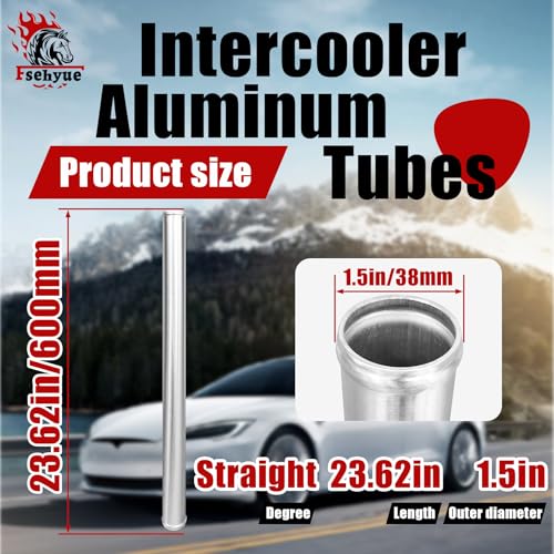 1.5" 38mm OD Aluminum Intercooler Pipe Straight Aluminum Pipe 23.62in 600mm Length Intercooler Piping Air Intake Tube Aluminum Round Tube Wire Drawing Treatment Silver - color: Straight, size: OD: 1.5"(38mm) L: 23.62"(600mm)